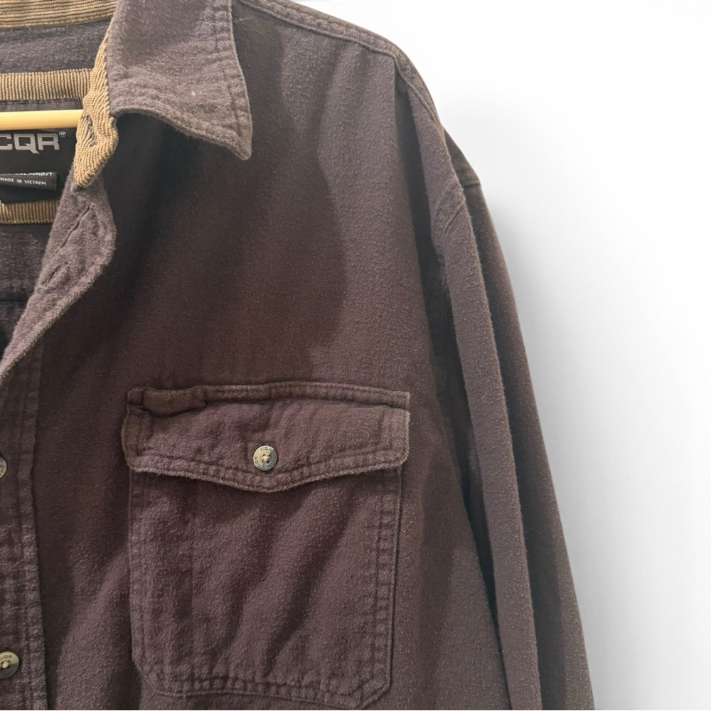 CQR XL Men’s Tall Brown Cotton Shirt Jacket Corduroy Collar Workwear Shacket - Picture 5 of 8
